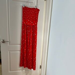 BP Red Smocked A-Line Maxi Dress
